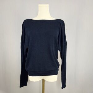 Anthropologie Navy Blue Long Sleeve Off The Shoulder Top